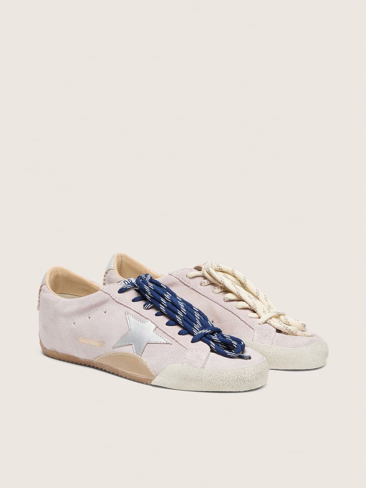 Women's True-Star in pastel pink suede with silver star and heel tab