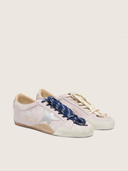 Women's True-Star in pastel pink suede with silver star and heel tab