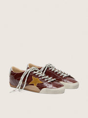 Women's True-Star in burgundy naplak with suede star and silver nappa heel tab