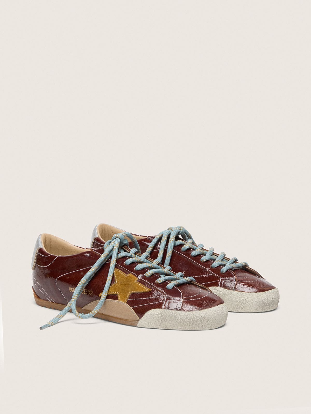 Women's True-Star in burgundy naplak with suede star and silver nappa heel tab