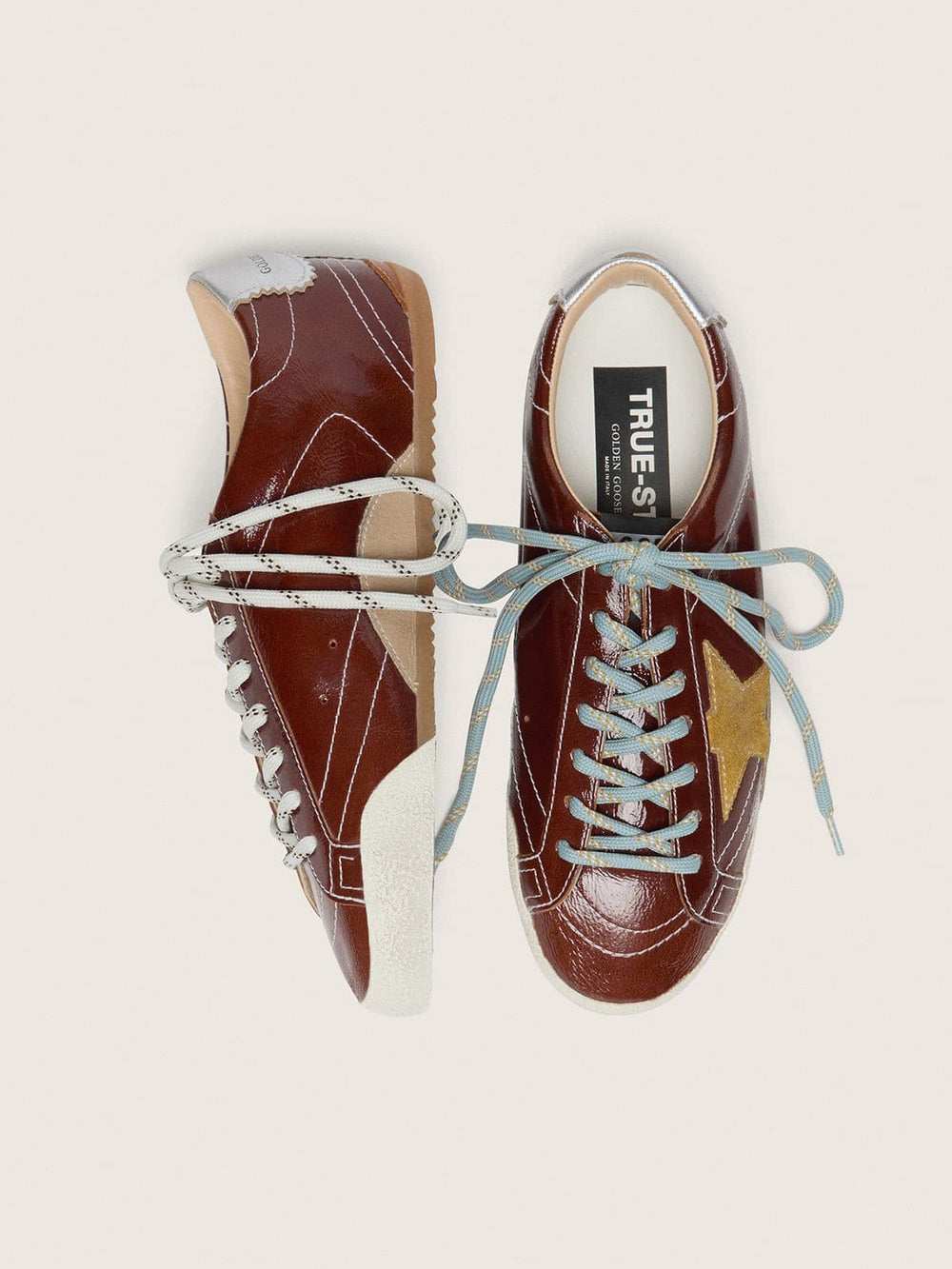 Women's True-Star in burgundy naplak with suede star and silver nappa heel tab
