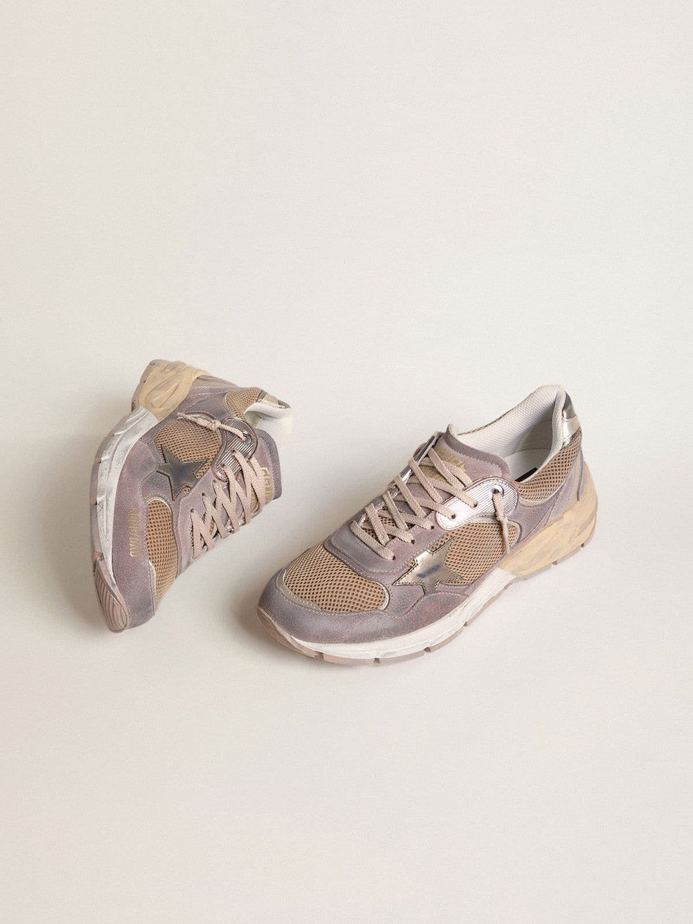 Women's Dad-Star in lilac suede and mesh with laminated leather star and heel tab