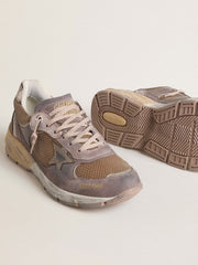 Women's Dad-Star in lilac suede and mesh with laminated leather star and heel tab