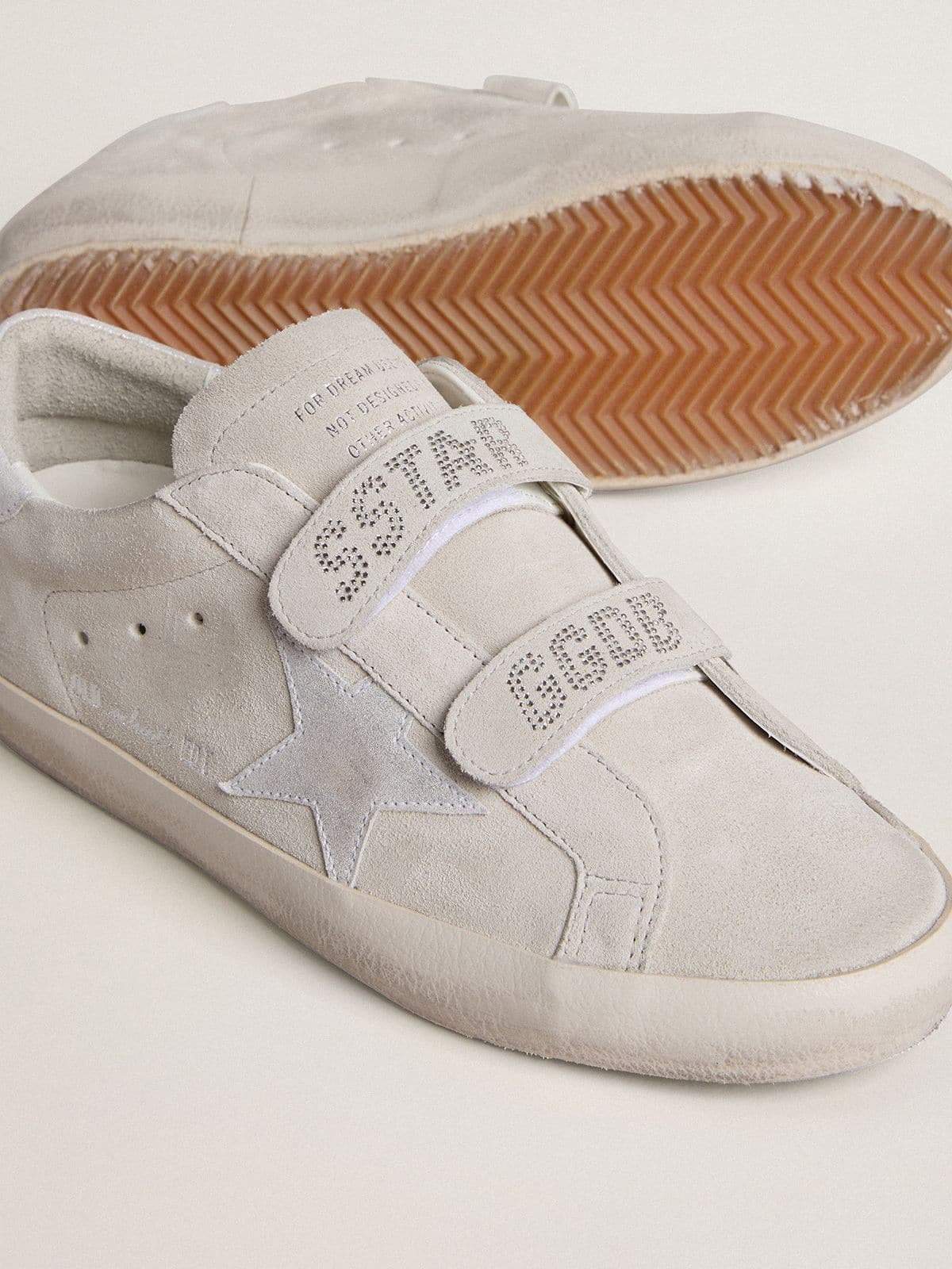 Women's Old School in light gray suede with a leather star with micro-glitter
