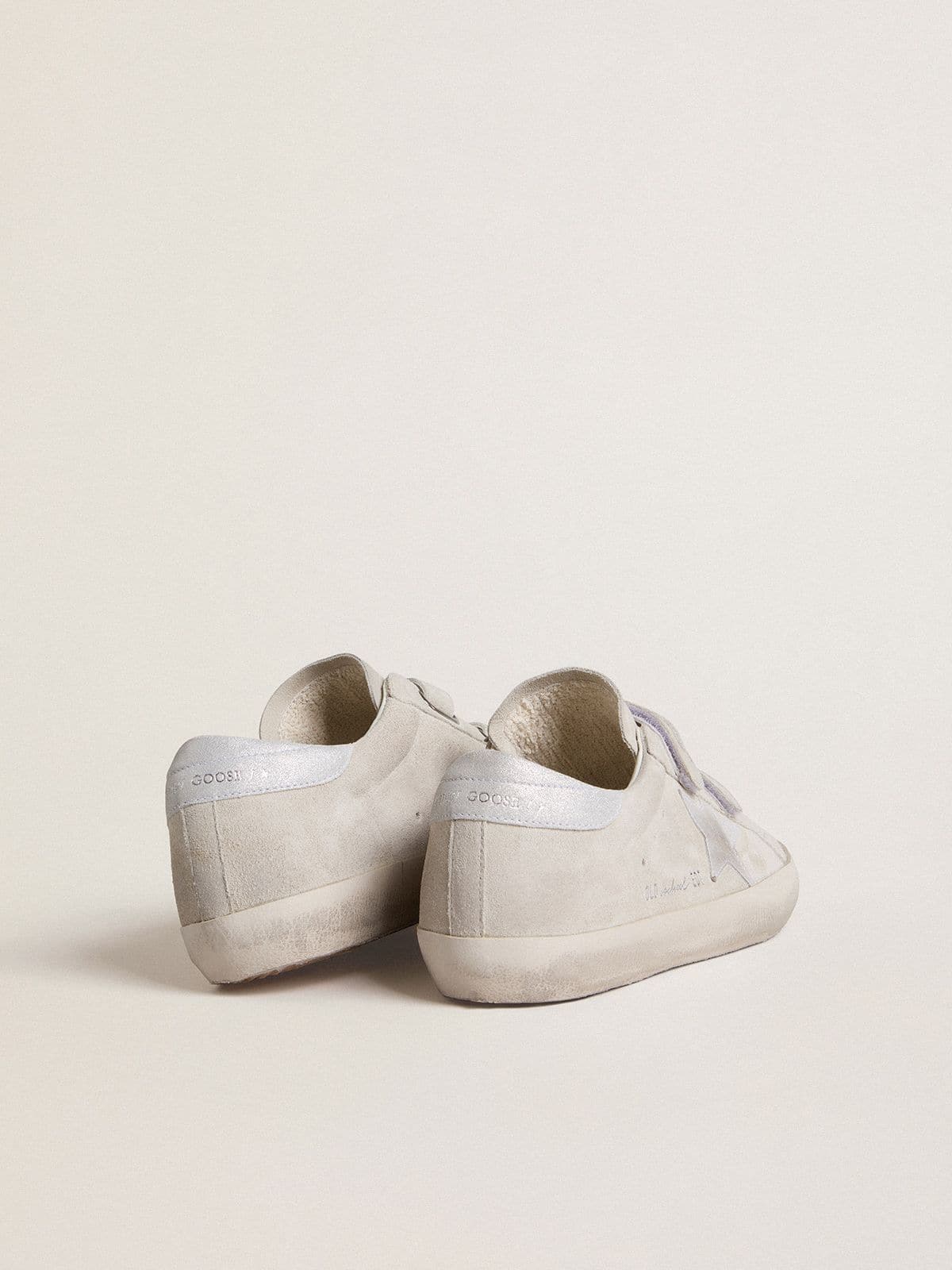 Women's Old School in light gray suede with a leather star with micro-glitter