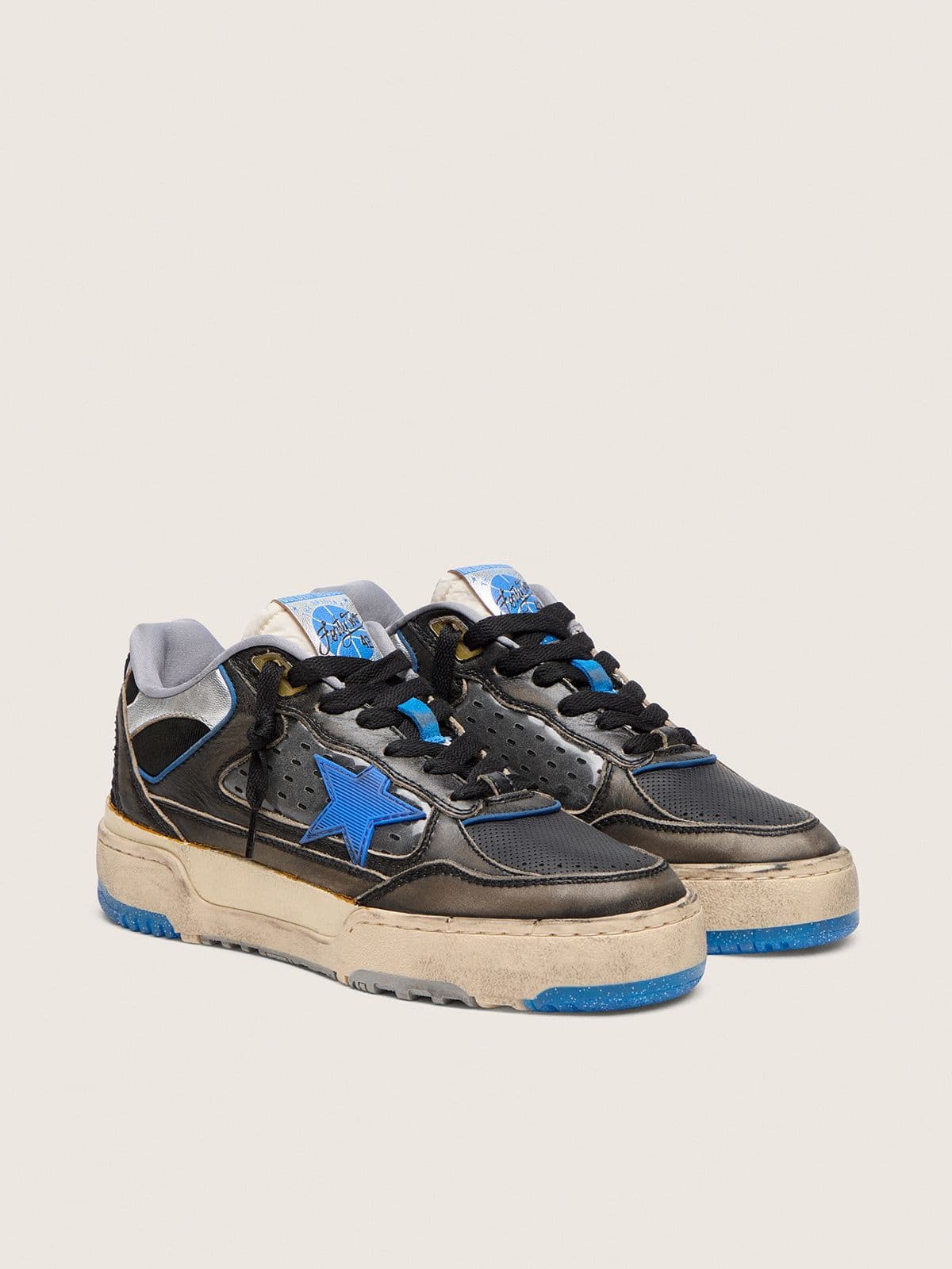 Women's Forty2 in black foam rubber and leather with TPU star and black leather heel tab