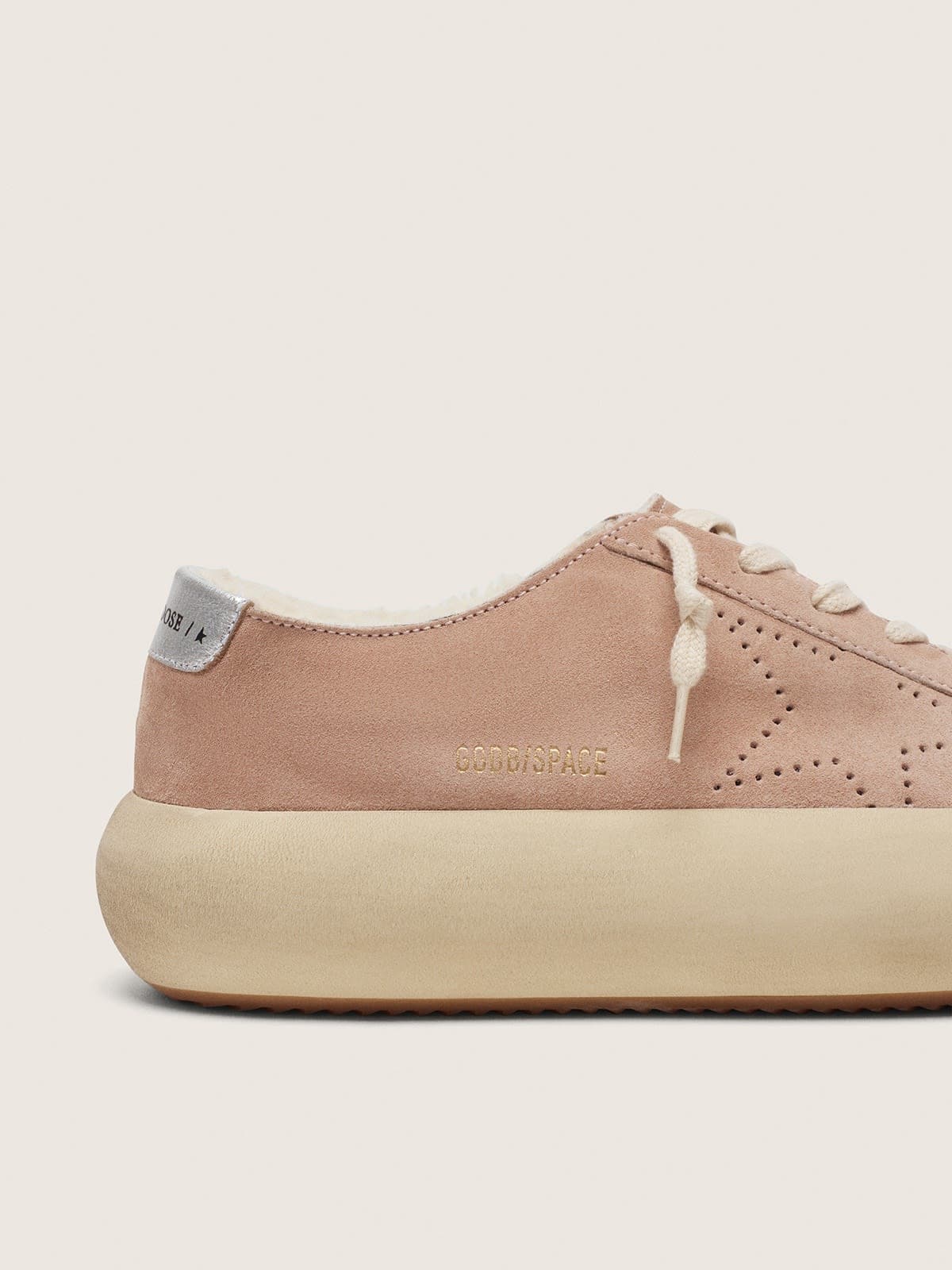 Women’s Space-Star in old rose suede with shearling lining