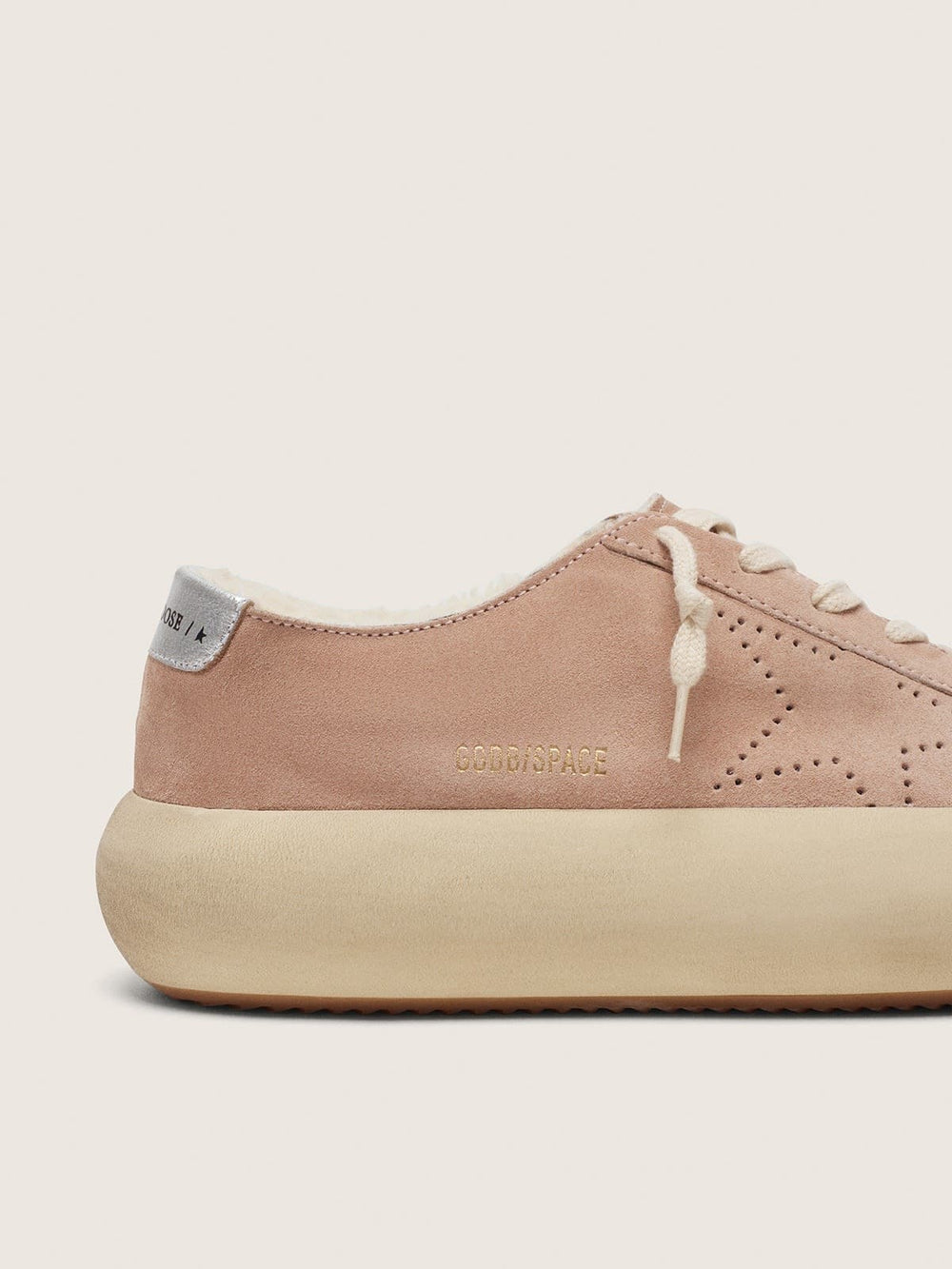 Women’s Space-Star in old rose suede with shearling lining