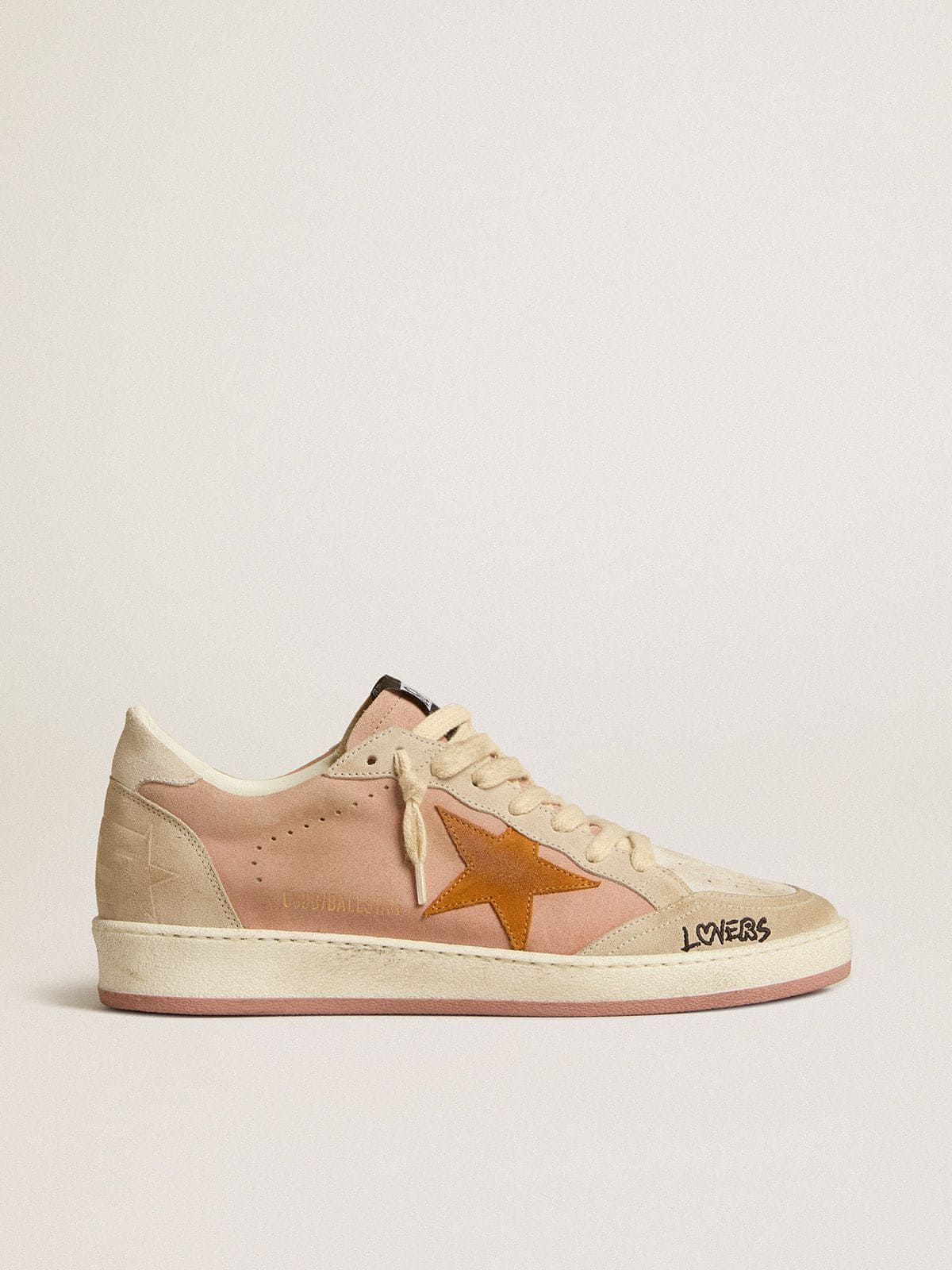 Women's Ball Star in suede with orange star and silver metallic heel tab
