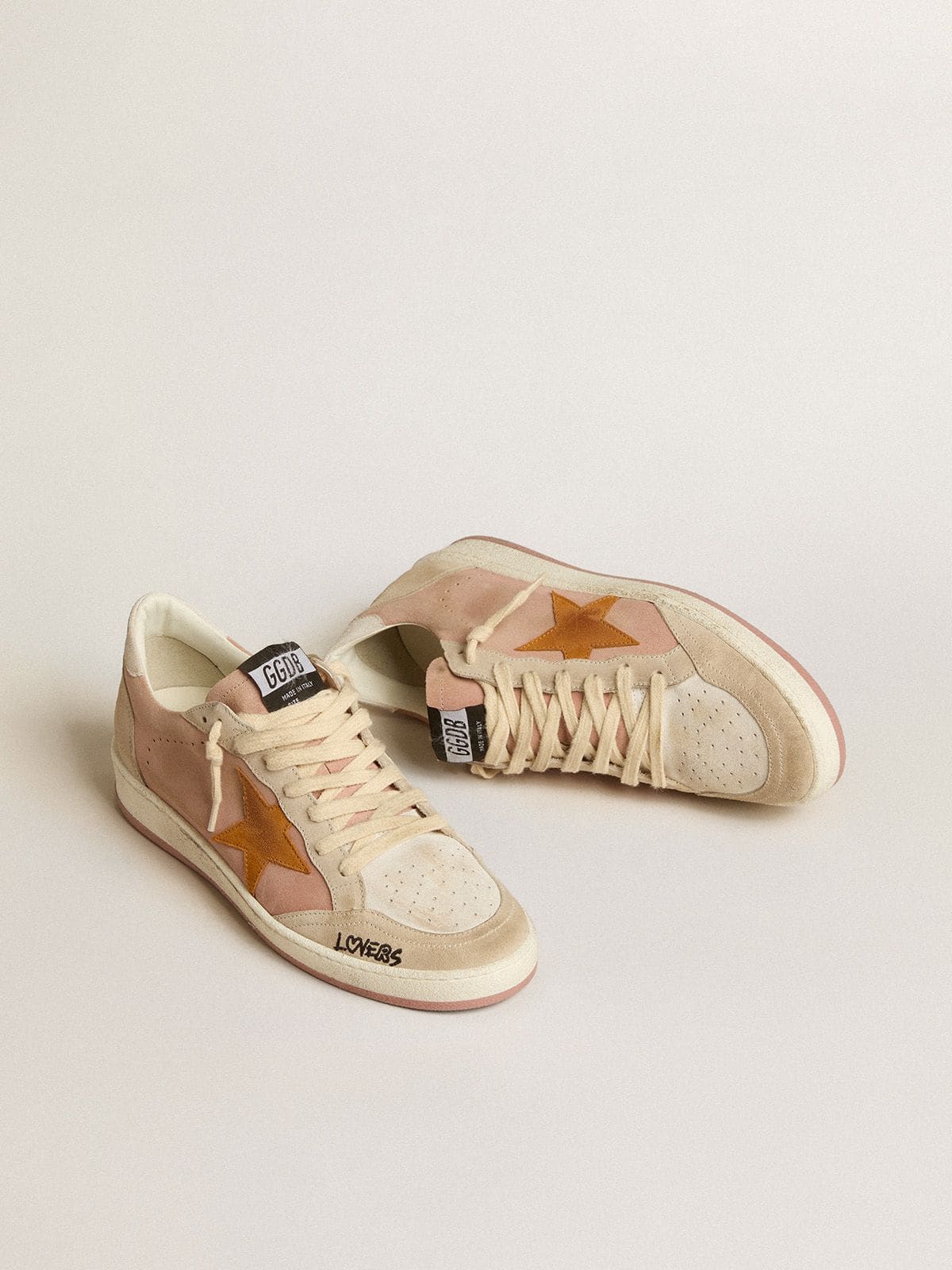 Women's Ball Star in suede with orange star and silver metallic heel tab