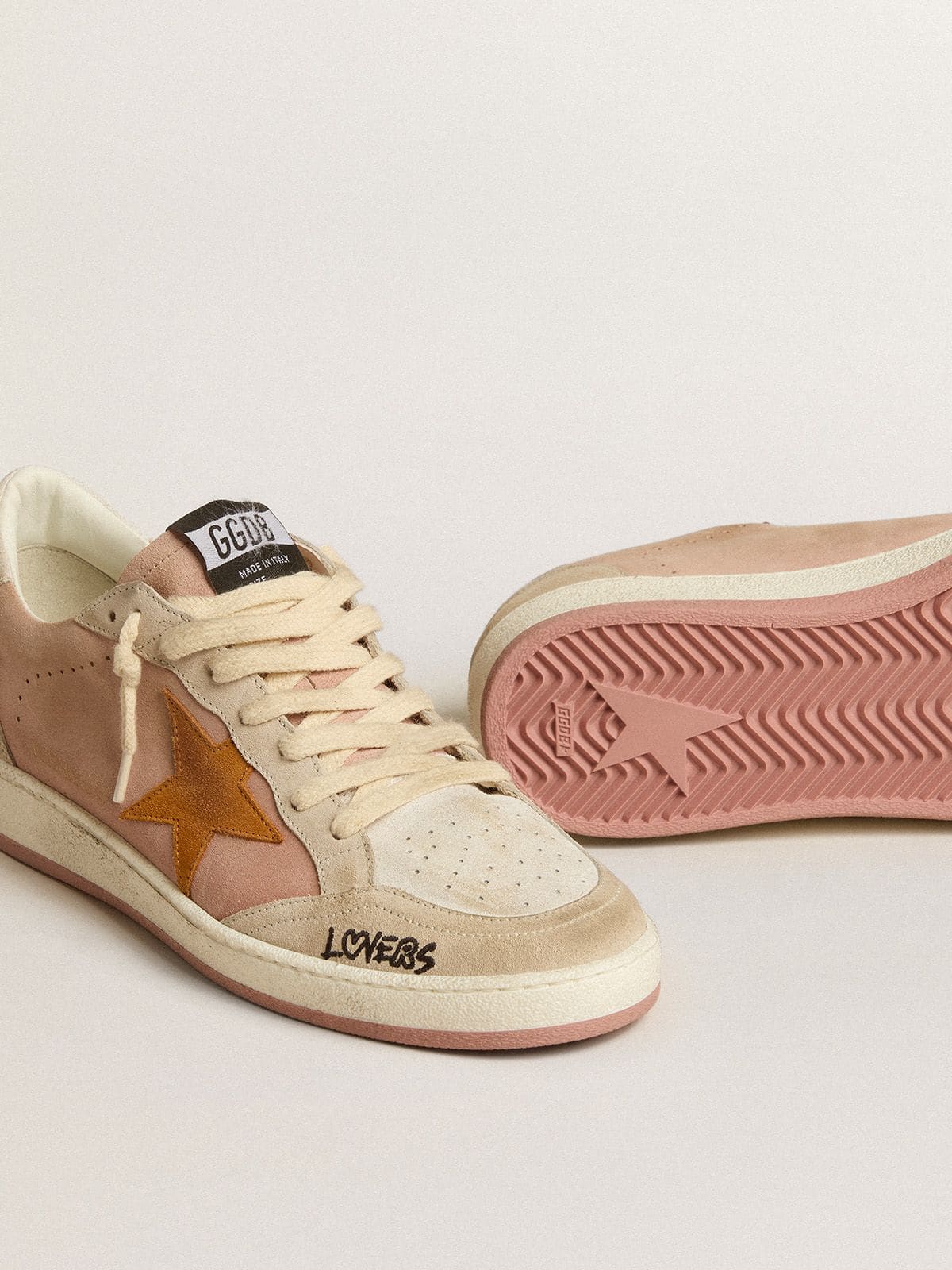 Women's Ball Star in suede with orange star and silver metallic heel tab