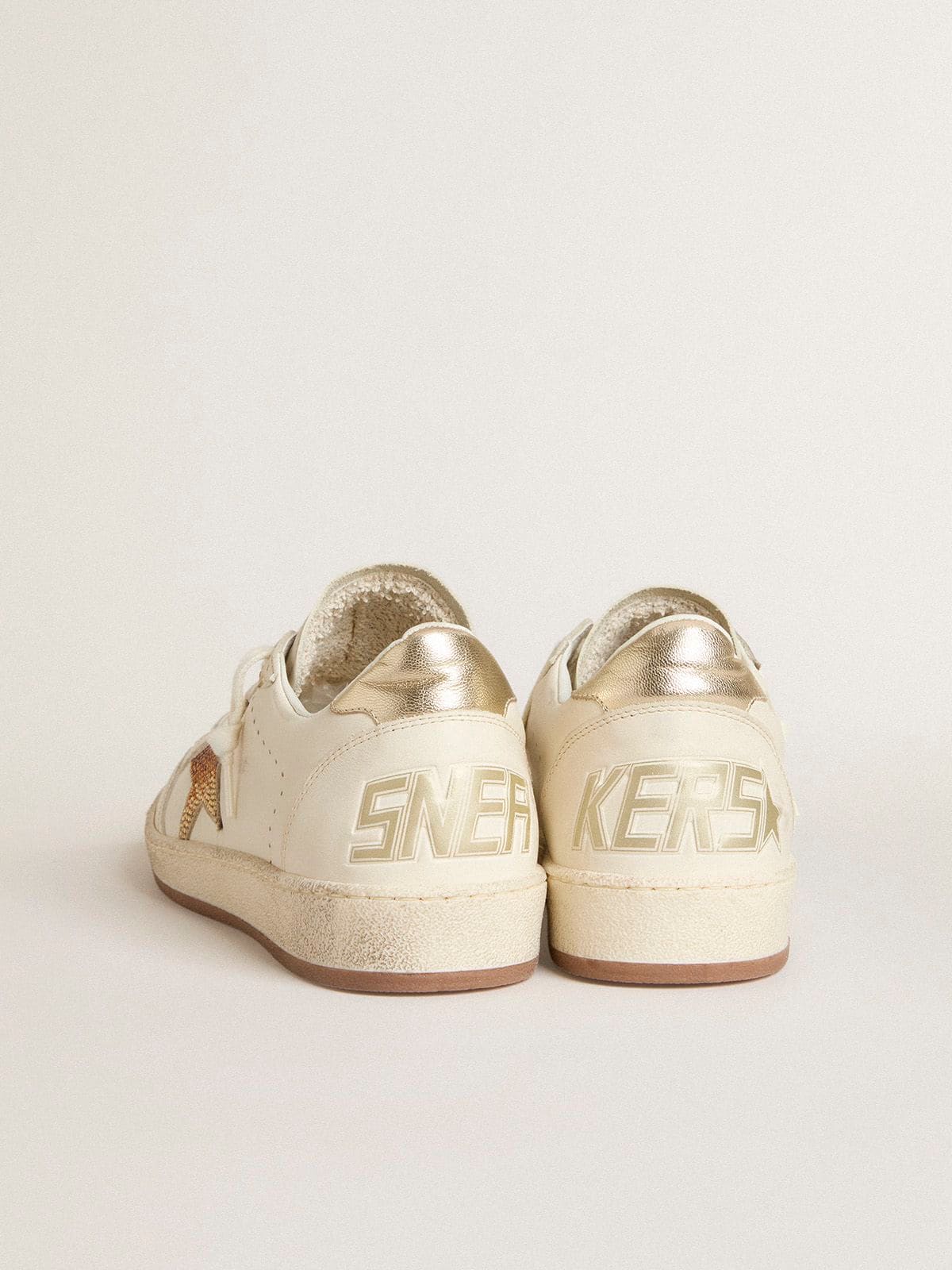 Women’s Ball Star in white leather with crystal star and metallic heel tab