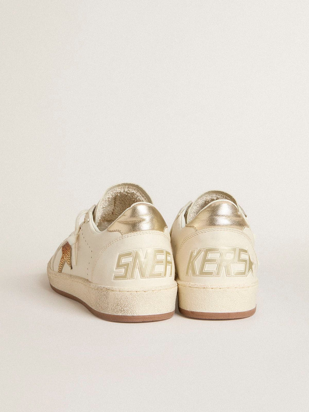 Women’s Ball Star in white leather with crystal star and metallic heel tab