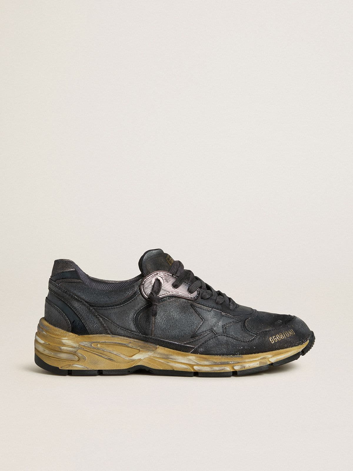 Women's Dad-Star in black naplak and crackle leather with black star and heel tab