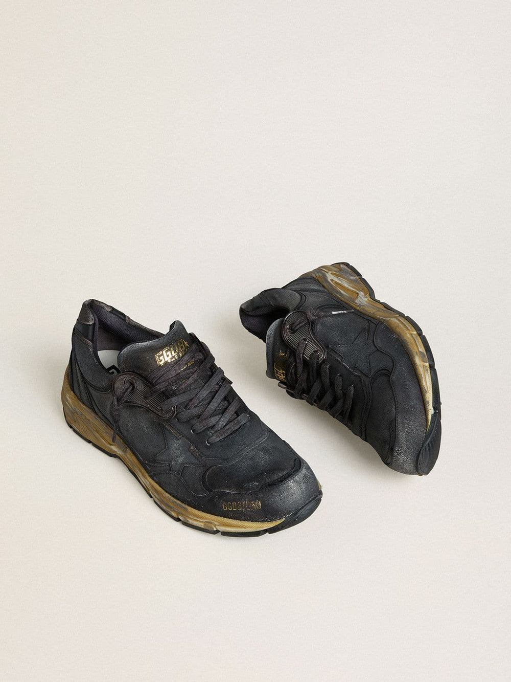 Women's Dad-Star in black naplak and crackle leather with black star and heel tab