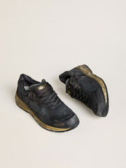 Women's Dad-Star in black naplak and crackle leather with black star and heel tab