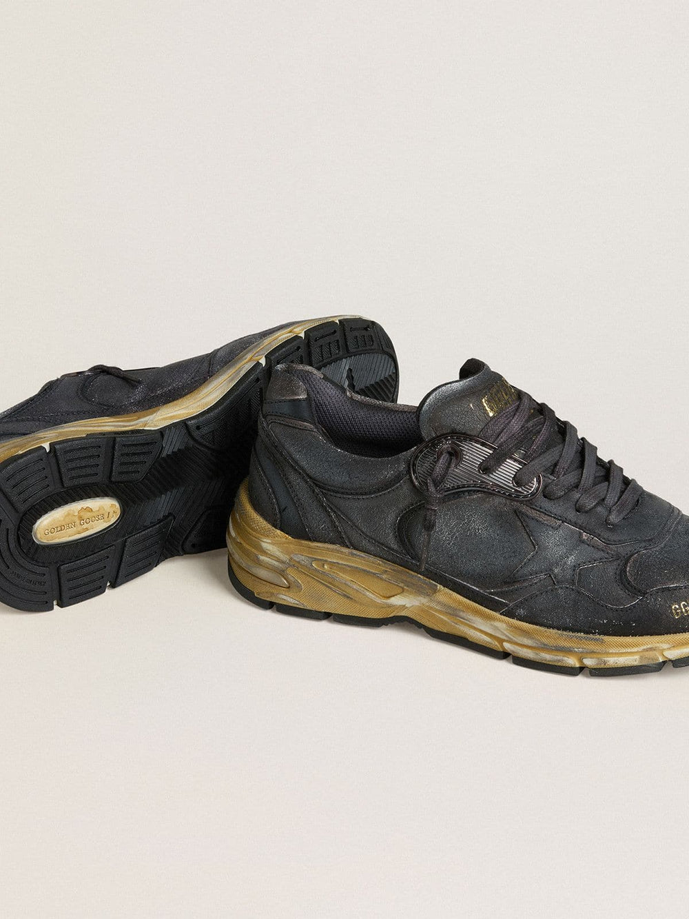 Women's Dad-Star in black naplak and crackle leather with black star and heel tab