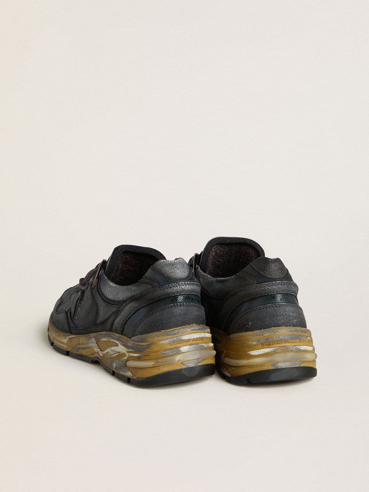 Women's Dad-Star in black naplak and crackle leather with black star and heel tab
