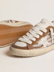 Women's Super-Star in zebra-print pony skin with leather star and brown suede inserts