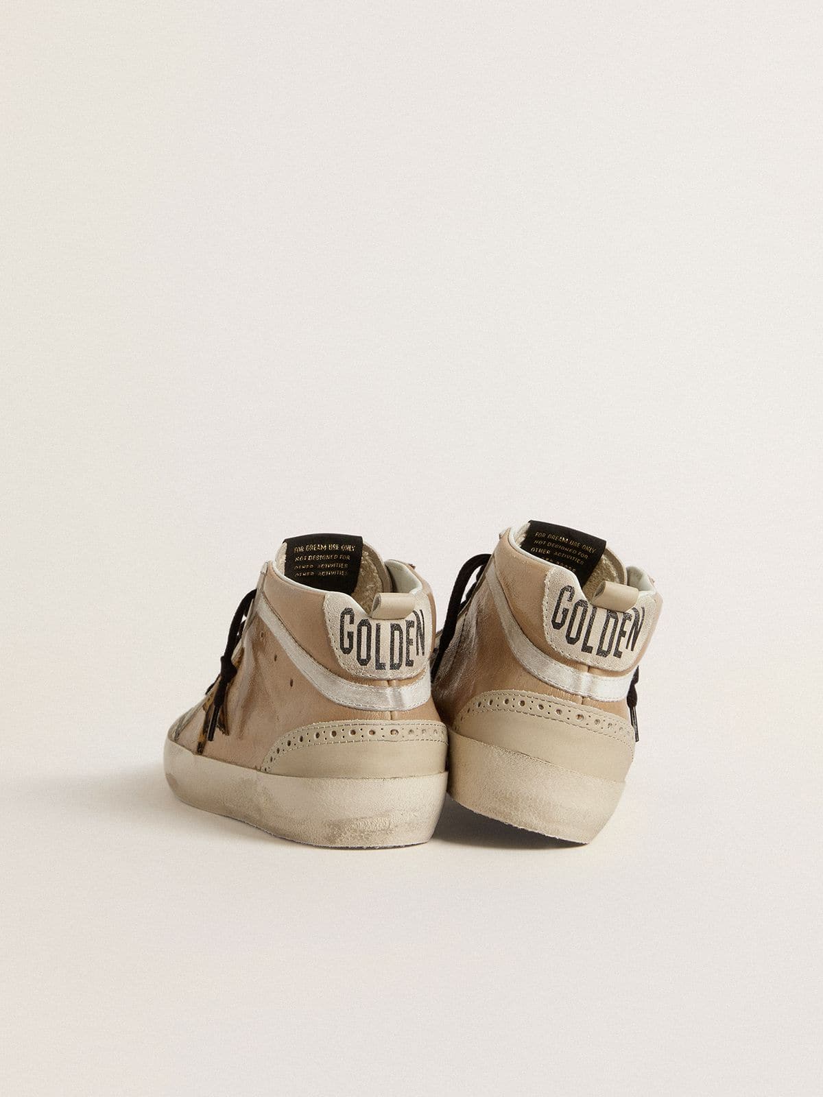 Women’s Mid Star in beige naplak leather with leopard-print pony skin star