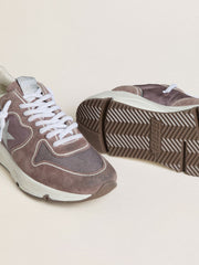 Women's Running Sole  in lavender nylon and suede with printed star and silver leather heel tab
