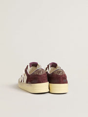 Women’s Stardan in white nappa with burgundy suede star and heel tab