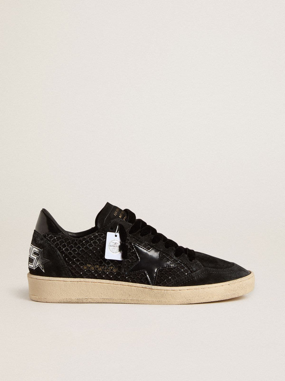Women’s Ball Star in mesh with Swarovski crystals and black laminated leather star and heel tab