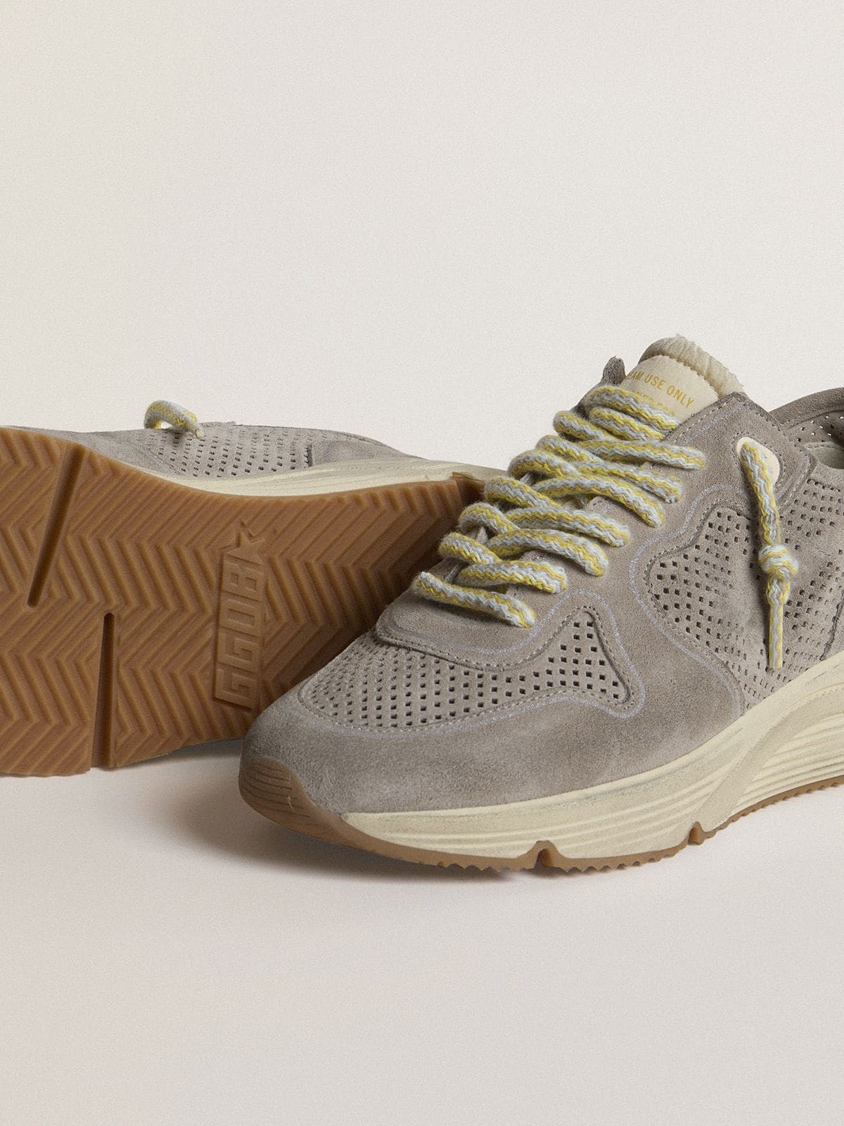 Women's Running Sole in gray suede with gray suede star and heel tab