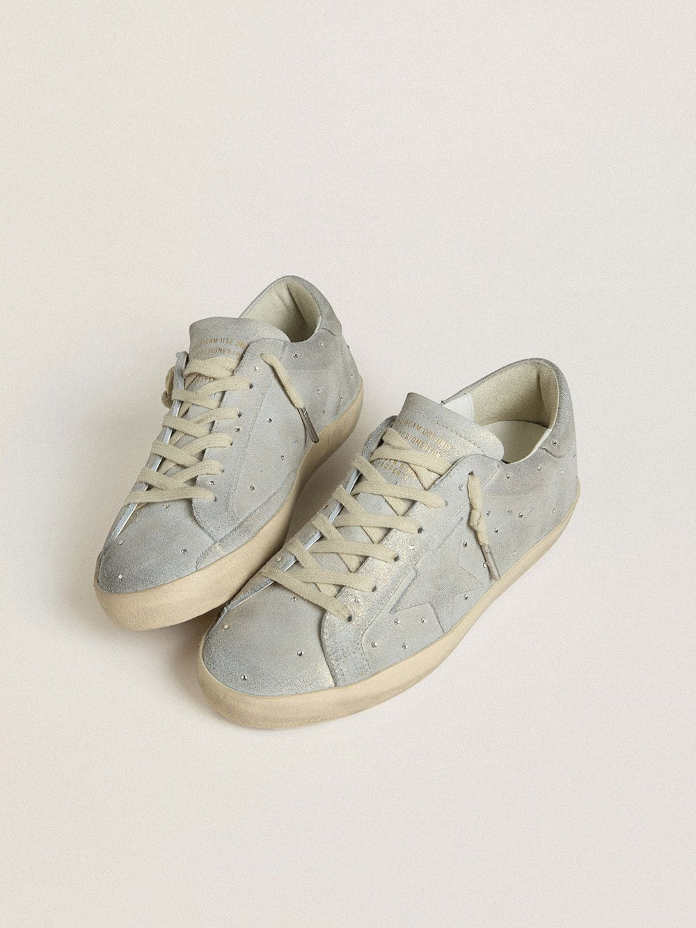 Women's Super-Star LTD in platinum suede and Swarovski crystals with platinum suede star