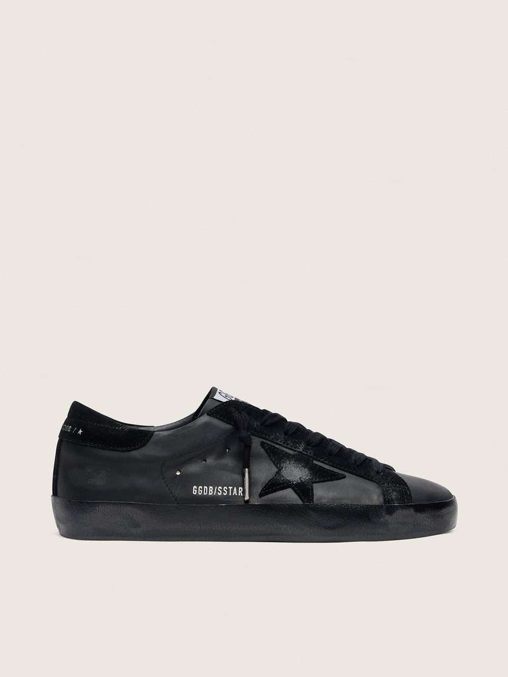 Women's Super-Star in black nappa with black suede star and heel tab