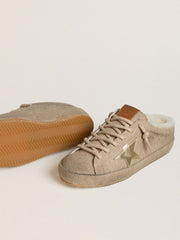 Women's Super-Star Sabots in wool with shearling lining and gold metallic star