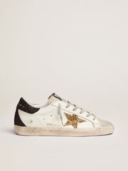 Women’s Super-Star in nappa leather with gold glitter star and black glitter heel tab