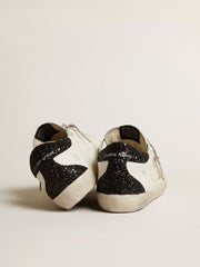 Women's Super-Star with gold star and black glitter heel tab