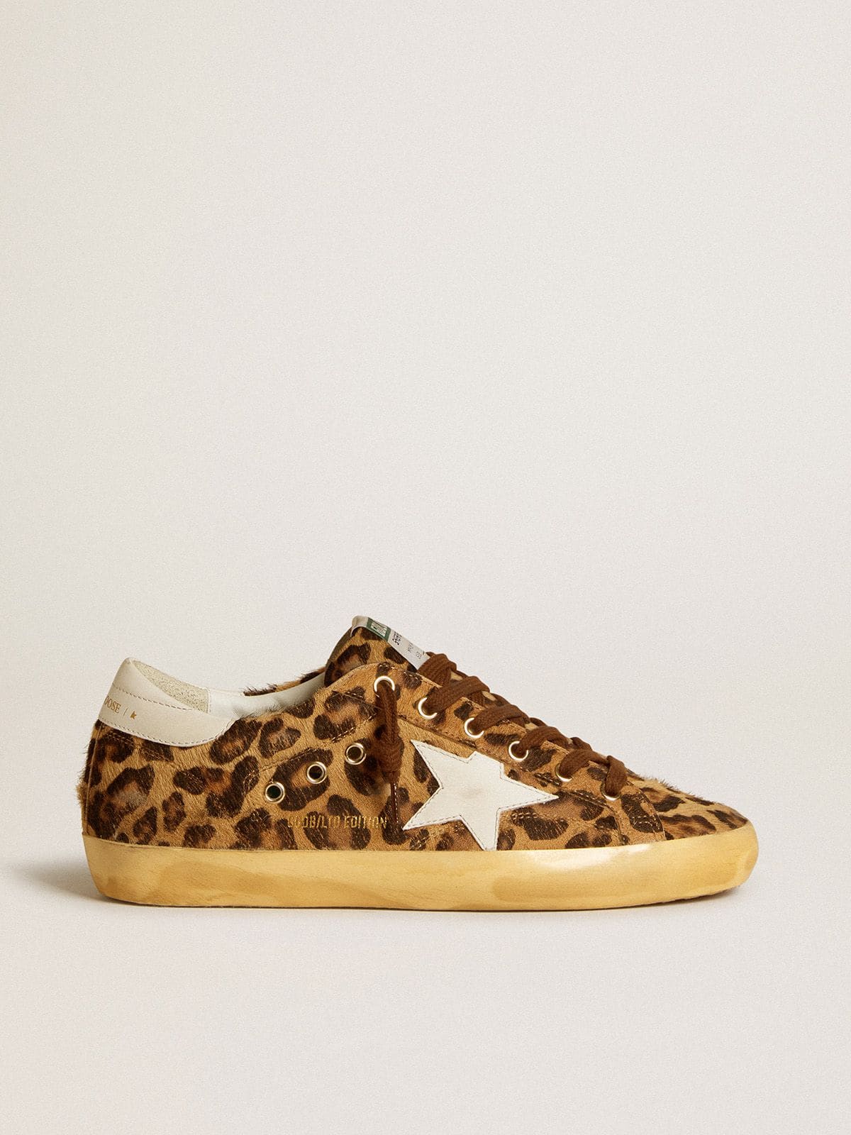 Women’s Super-Star  in leopard-print pony skin with leather star and heel tab
