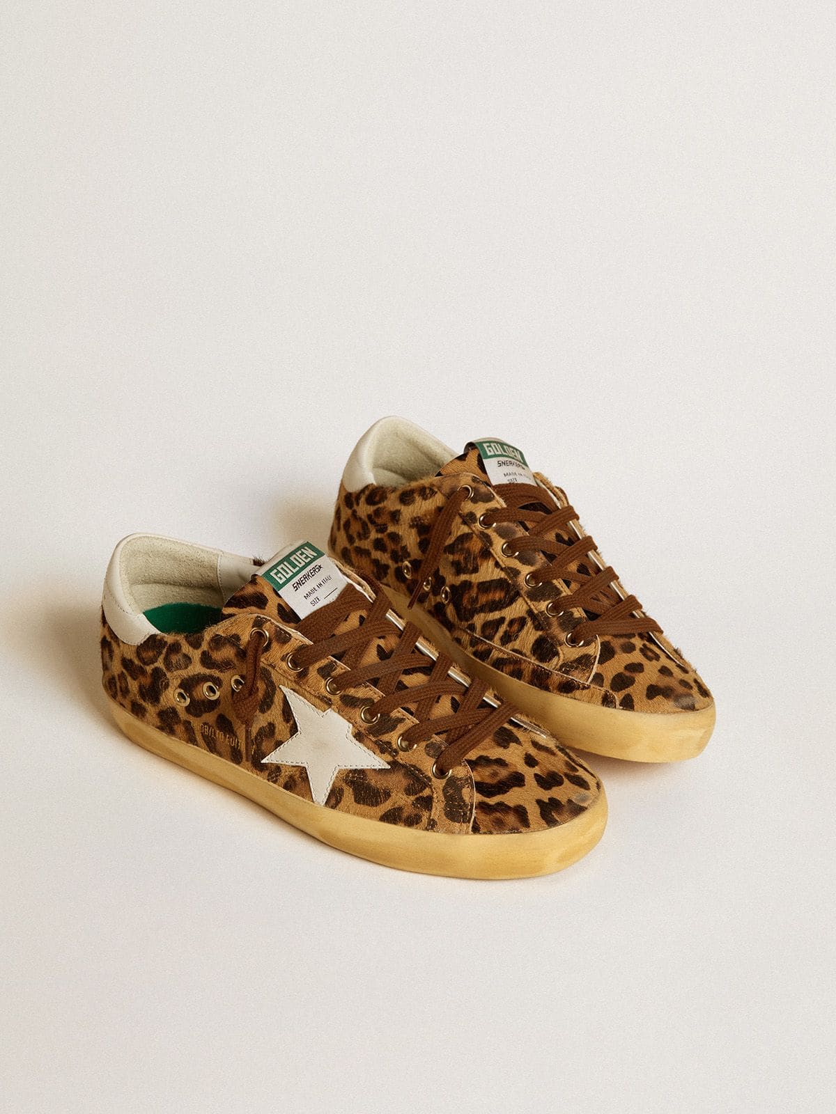 Women’s Super-Star  in leopard-print pony skin with leather star and heel tab