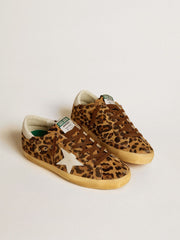 Women’s Super-Star  in leopard-print pony skin with leather star and heel tab