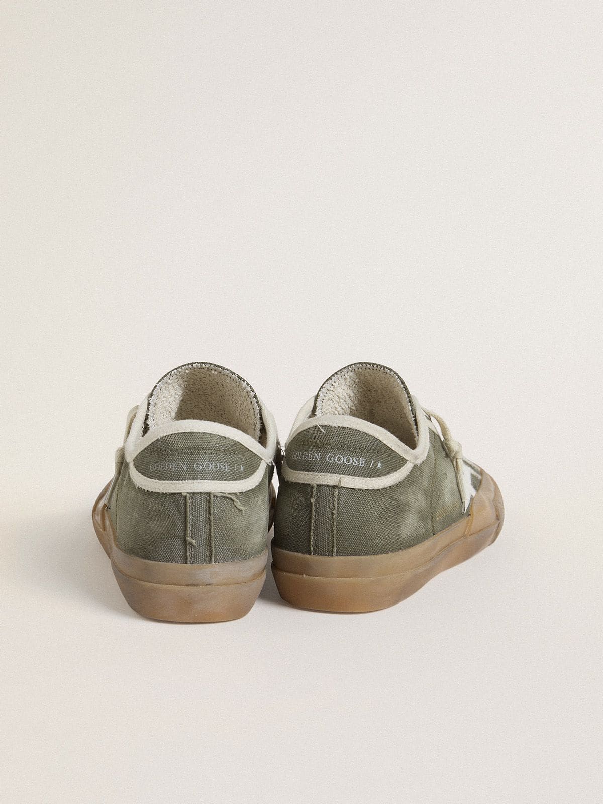Women’s Super-Star LTD in green canvas with white leather star