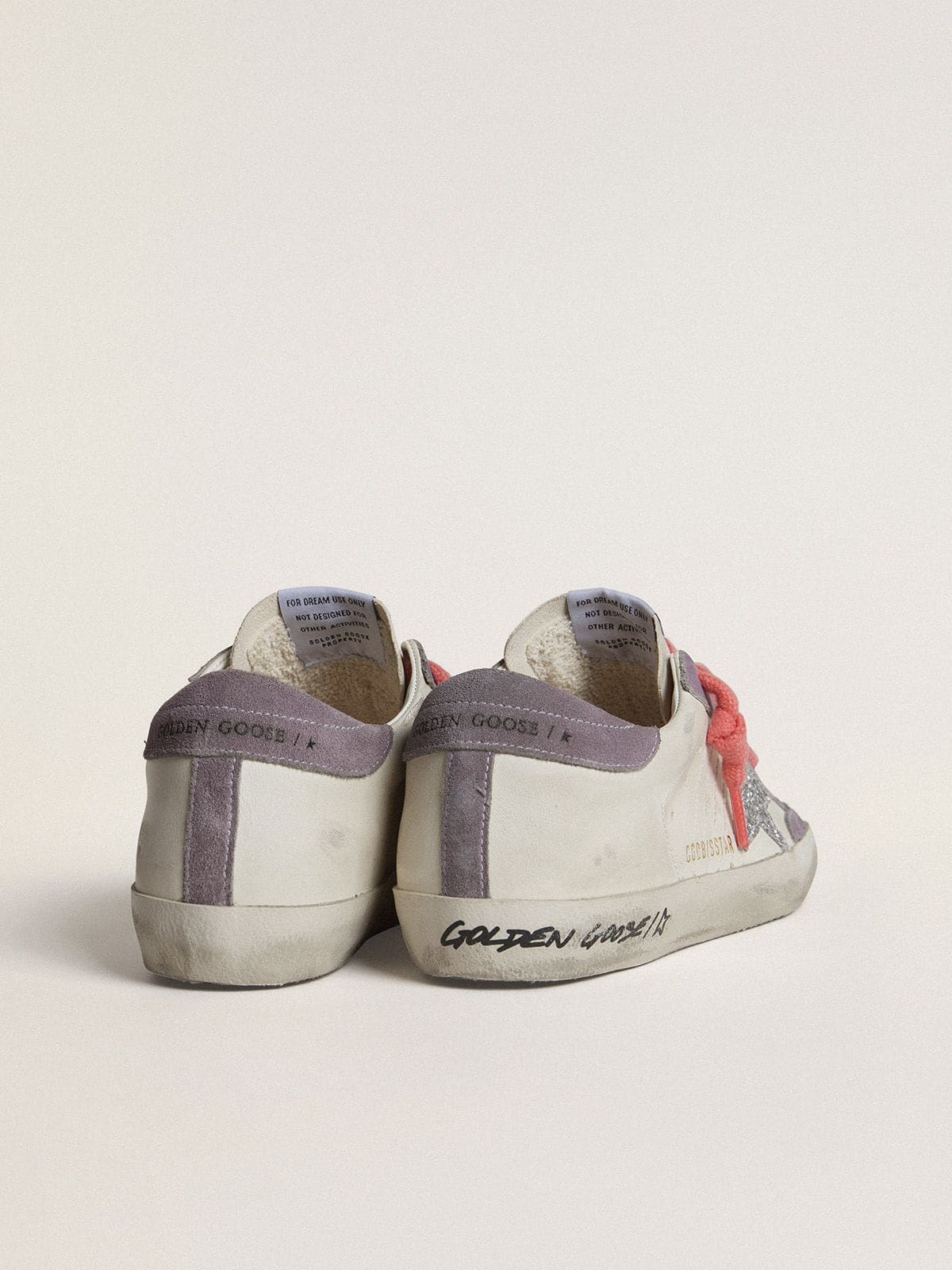 Women's Super-Star with silver glitter star and lilac suede heel tab