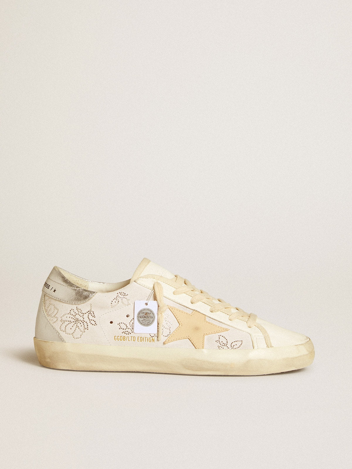 Women's Super-Star  with Swarovski crystals and smoke gray leather star
