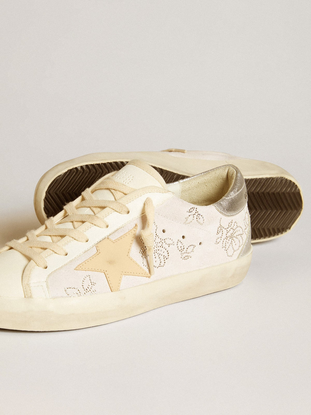 Women's Super-Star  with Swarovski crystals and smoke gray leather star