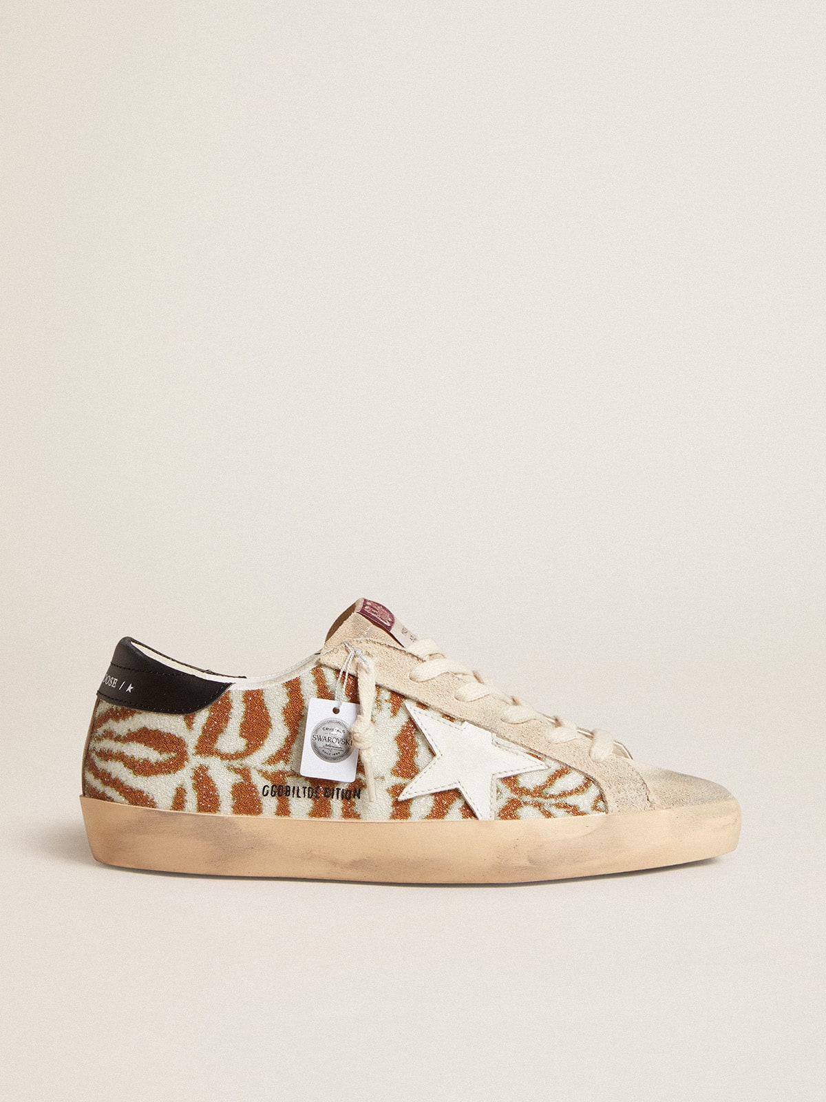 Super-Star  in zebra-effect Swarovski with a white leather star