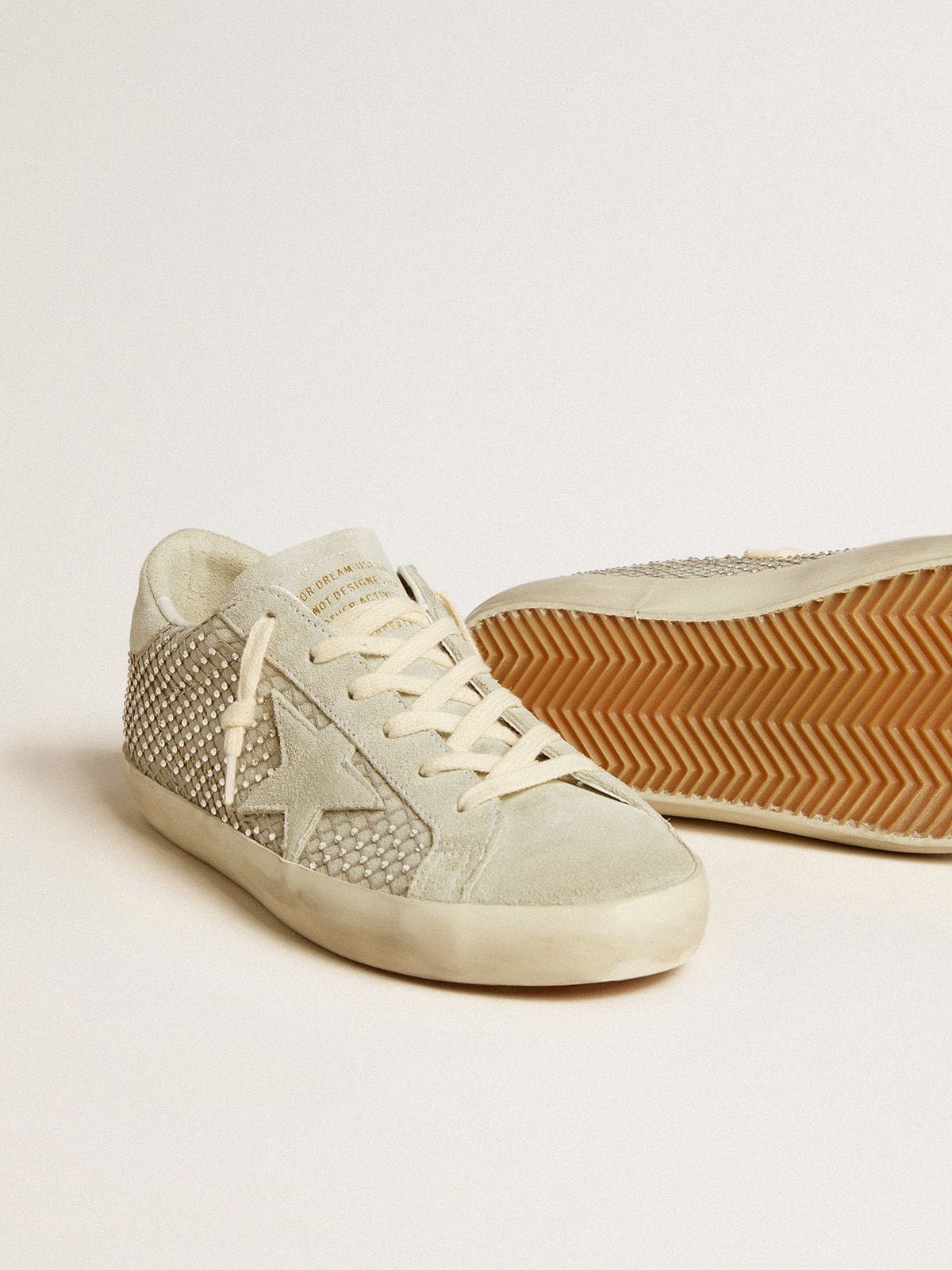 Women’s Super-Star with gray suede star and Swarovski crystal mesh
