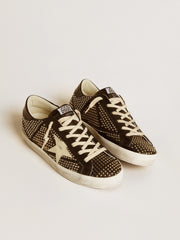 Women’s Super-Star in studded black nappa with white leather star