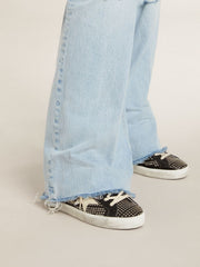 Women’s Super-Star in studded black nappa with white leather star