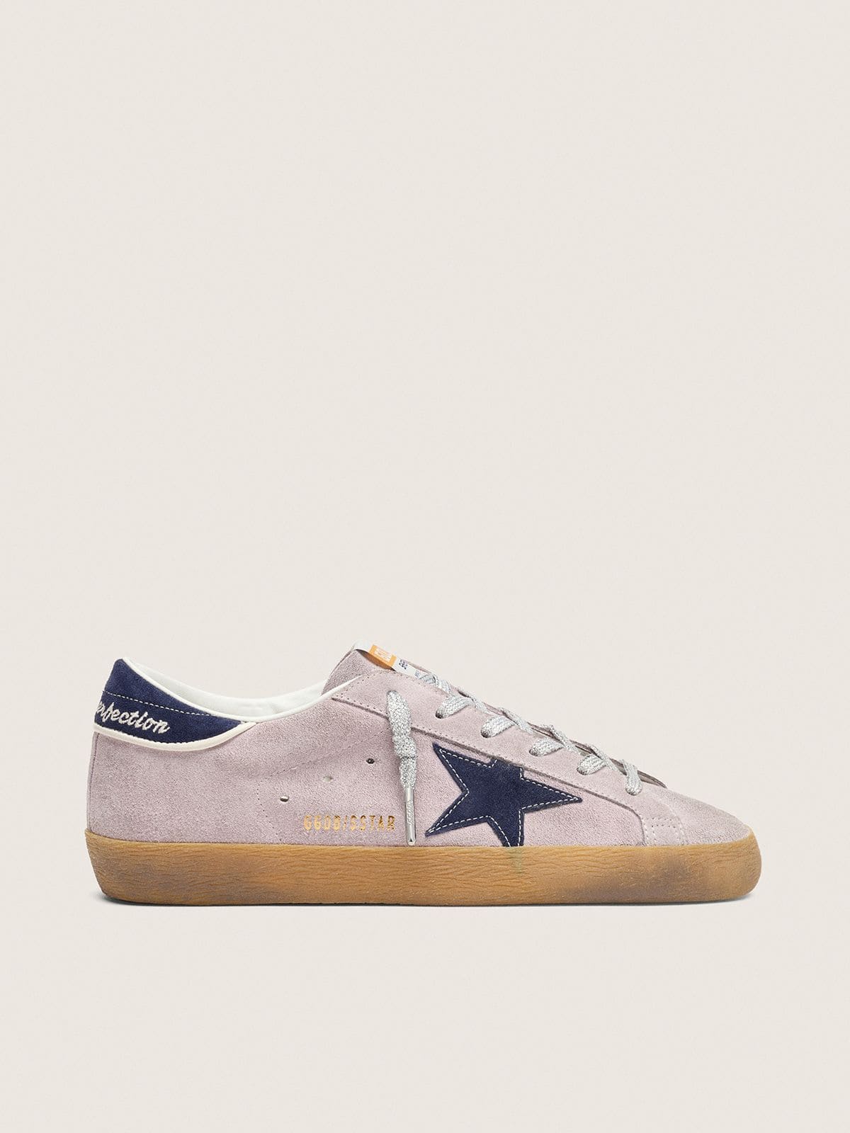 Women’s Super-Star  in lilac suede with midnight blue suede star and heel tab