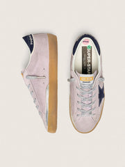 Women’s Super-Star  in lilac suede with midnight blue suede star and heel tab