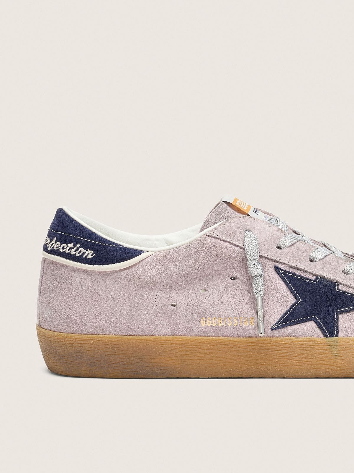 Women’s Super-Star  in lilac suede with midnight blue suede star and heel tab