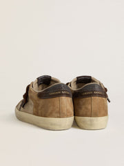 Women's Super-Star in beige and brown suede with brown glitter star