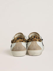 Women's Super-Star with black glitter star and leopard-print pony skin heel tab