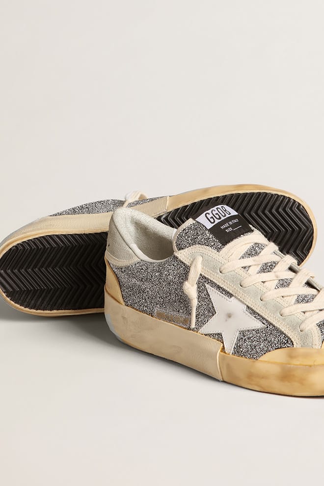Women’s Super-Star LAB with white star and Swarovski glitter upper